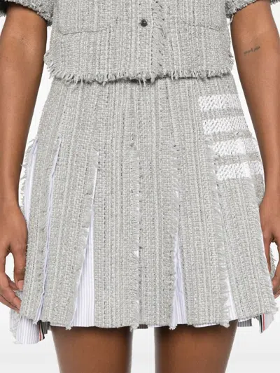 Thom Browne 4-bar Tweed Mini Skirt In Gray