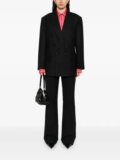Victoria Beckham Wool Blend Double-breasted Jacket In Black
