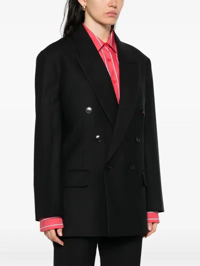 Victoria Beckham Wool Blend Double-breasted Jacket In Black