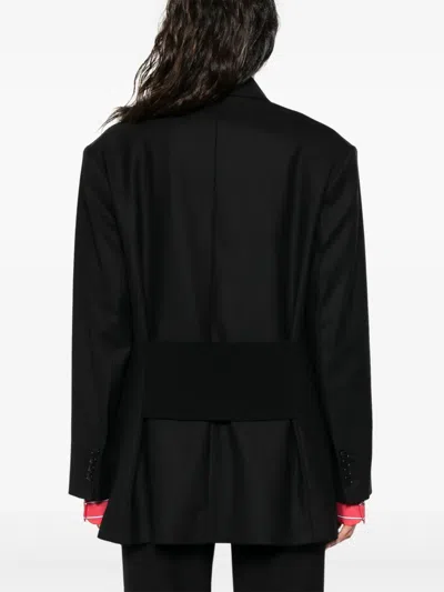 Victoria Beckham Wool Blend Double-breasted Jacket In Black