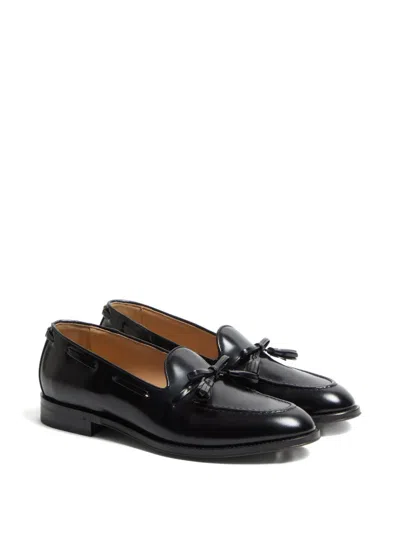 Valentino Bowshire Loafers In Black Glossy Calfskin In Black