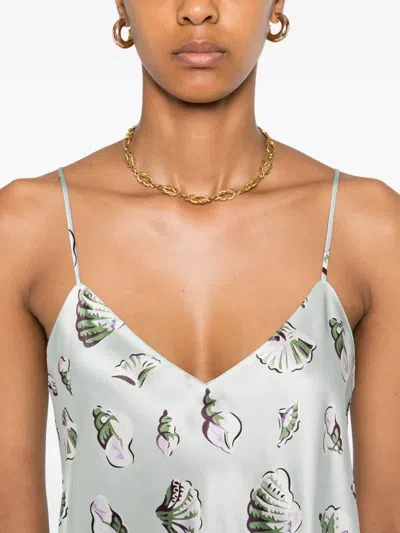 Olivia Von Halle Shell-print Silk Shorts In White