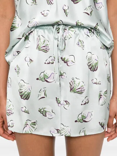 Olivia Von Halle Shell-print Silk Shorts In White