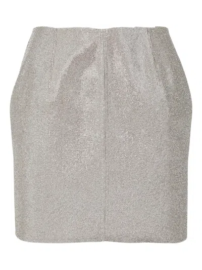 Gaia Canciani Embellished Zip-front Skirt In Neutral