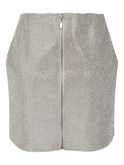 Gaia Canciani Embellished Zip-front Skirt In Neutral