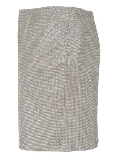 Gaia Canciani Embellished Zip-front Skirt In Neutral
