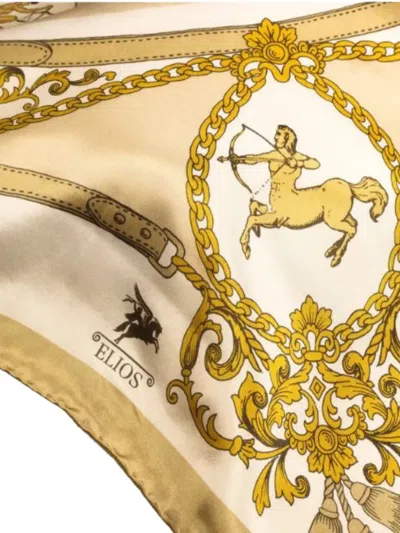 Elios Milano Sagittarius Silk Scarf In Yellow