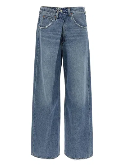 Agolde Wide-leg Jeans With Belt Loops And Five-pocket Style In Blue