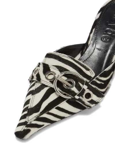 Aeyde Animal Print Kitten Heel Pointed Toe Mules In Black