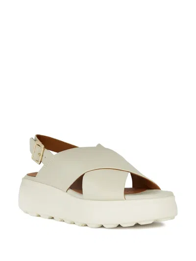 Geox Spherica Crossover Slingback Sandals In White