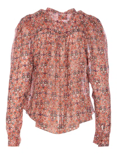 Isabel Marant Étoile Ruffled Collar Printed Long Sleeve Top In Red