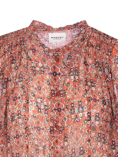 Isabel Marant Étoile Ruffled Collar Printed Long Sleeve Top In Red