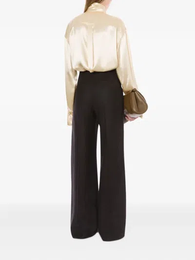 Alberta Ferretti Satin Blouse In Brown