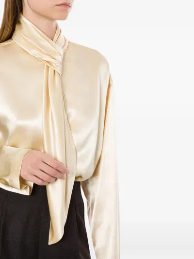 Alberta Ferretti Satin Blouse In Brown