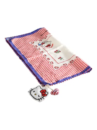 Péro X Hello Kitty Gingham-check Scarf In Pink