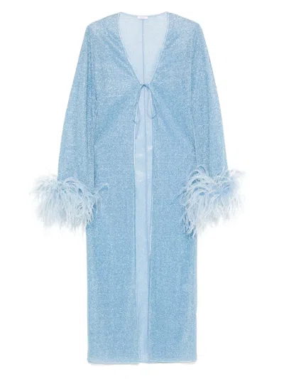 Oseree Oséree Lumiere Plumage Long Kaftan Clothing In Blue