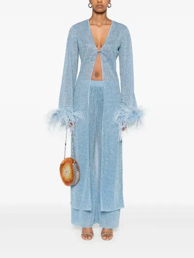Oseree Oséree Lumiere Plumage Long Kaftan Clothing In Blue