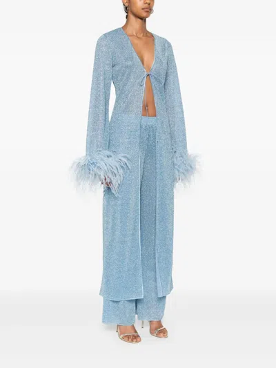 Oseree Oséree Lumiere Plumage Long Kaftan Clothing In Blue