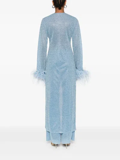Oseree Oséree Lumiere Plumage Long Kaftan Clothing In Blue