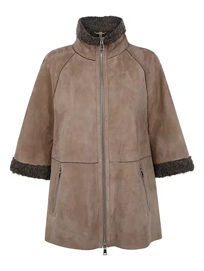 The Jackie Leathers Suede Zip-up Jacket In Brown