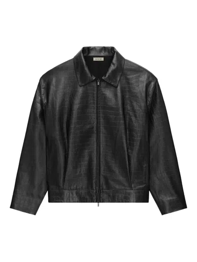 Fear Of God Crocodile-effect Zip-front Jacket In Black