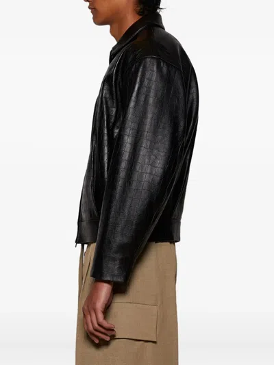 Fear Of God Crocodile-effect Zip-front Jacket In Black