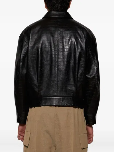 Fear Of God Crocodile-effect Zip-front Jacket In Black