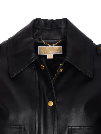 Michael Michael Kors Flap-pocket Leather Jacket In Black