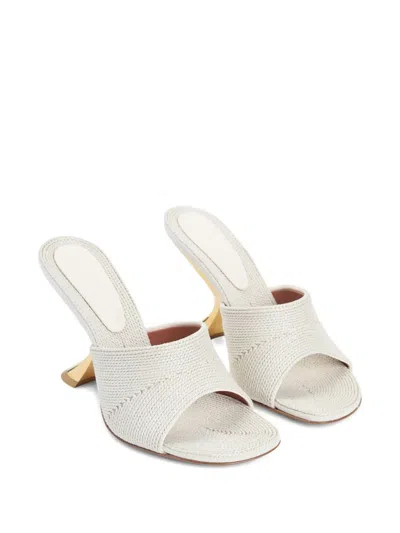 Amina Muaddi Taylor Woven 90 Slipper Sandals In White