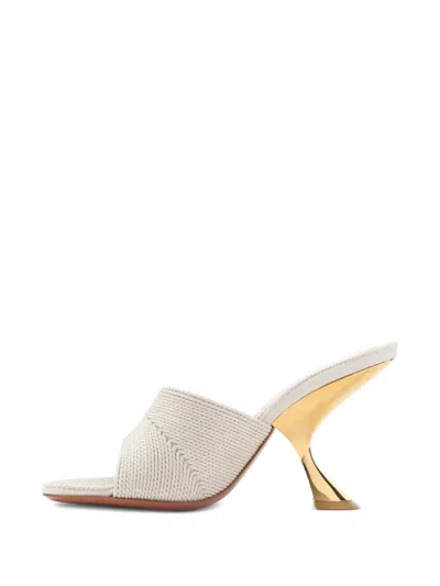 Amina Muaddi Taylor Woven 90 Slipper Sandals In White
