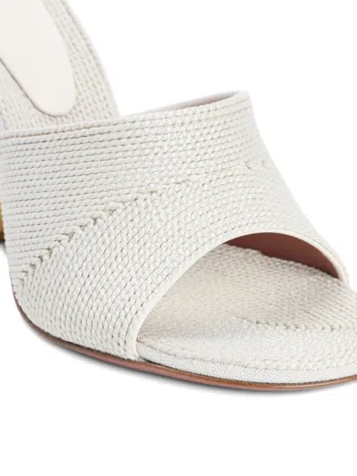 Amina Muaddi Taylor Woven 90 Slipper Sandals In White