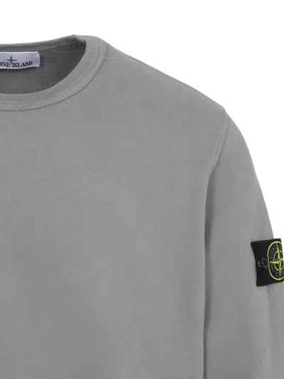 Stone Island Grey Cotton Crew Neck Sweater In Gray