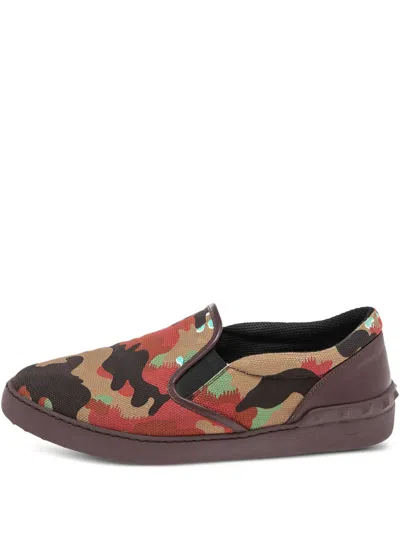 Pre-owned Valentino Garavani Camouflage-print Slip-on Sneakers