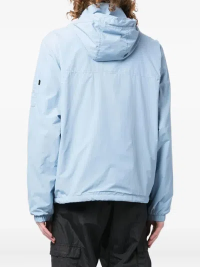 Alpha Industries Logo-embroidered Hooded Jacket In Blue