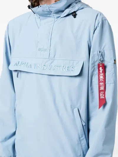 Alpha Industries Logo-embroidered Hooded Jacket In Blue