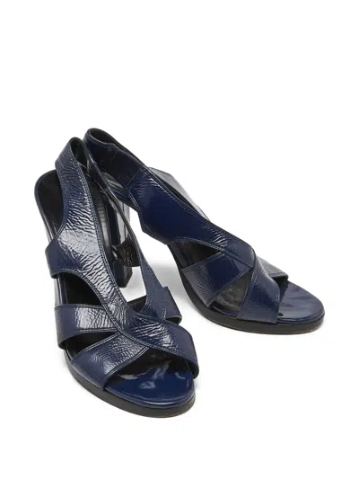 Pre-owned Balenciaga Navy Embellished Open-toe Heels