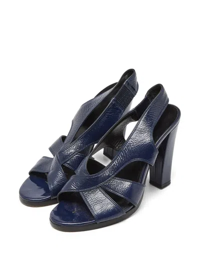 Pre-owned Balenciaga Navy Embellished Open-toe Heels