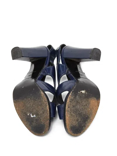 Pre-owned Balenciaga Navy Embellished Open-toe Heels