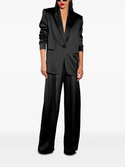 The Sei Pleated Satin Trousers In Black