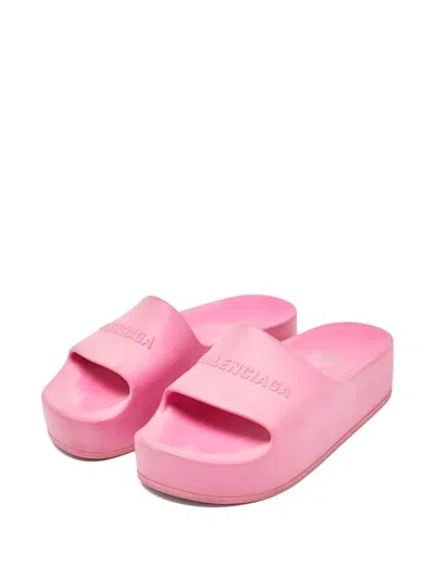 Pre-owned Balenciaga Logo-embossed Slides