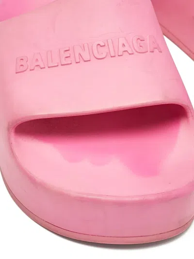 Pre-owned Balenciaga Logo-embossed Slides