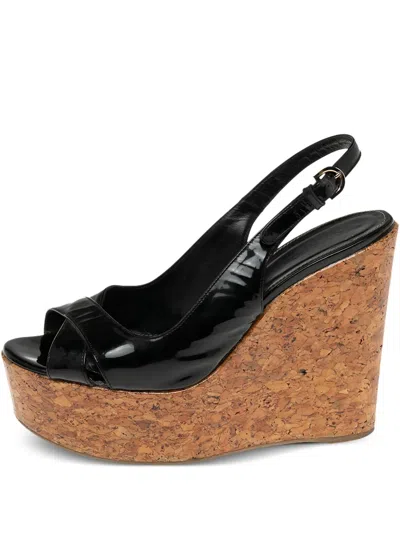 Pre-owned Sergio Rossi Vintage 130mm Patent-finish Wedge Sandals