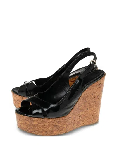 Pre-owned Sergio Rossi Vintage 130mm Patent-finish Wedge Sandals