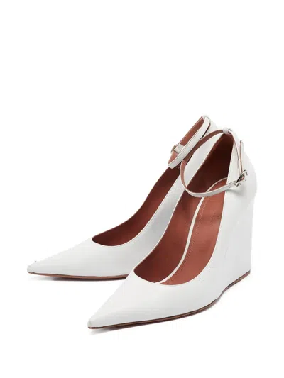 Pre-owned Amina Muaddi  110mm Wedge-heeled Pointed Pumps
