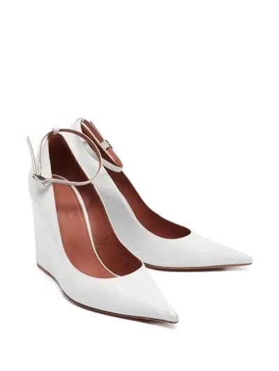 Pre-owned Amina Muaddi  110mm Wedge-heeled Pointed Pumps