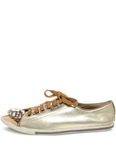 Pre-owned Miu Miu Crystal-embellished Sneakers