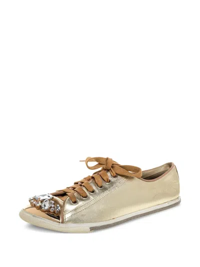 Pre-owned Miu Miu Crystal-embellished Sneakers