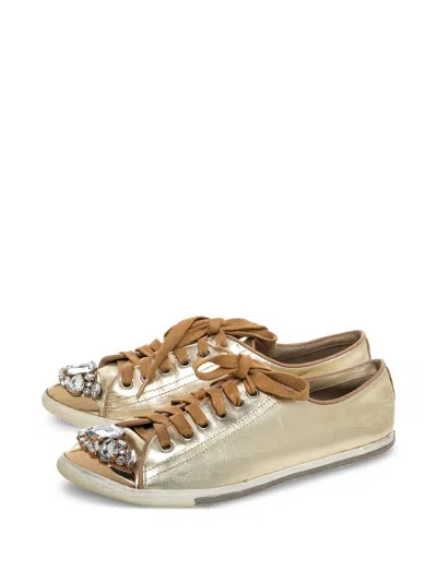 Pre-owned Miu Miu Crystal-embellished Sneakers