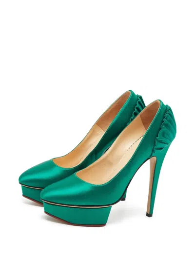 Pre-owned Charlotte Olympia  140mm Satin Platform Pumps