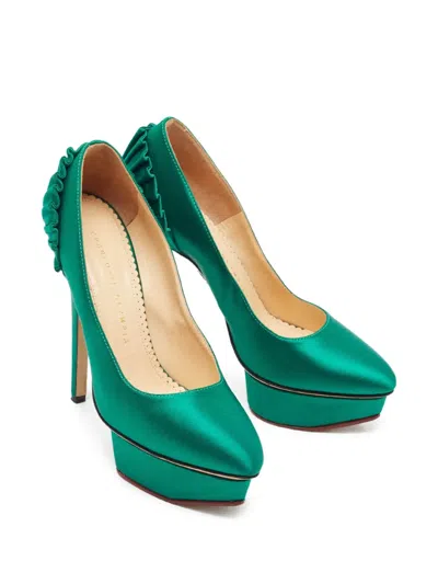 Pre-owned Charlotte Olympia  140mm Satin Platform Pumps